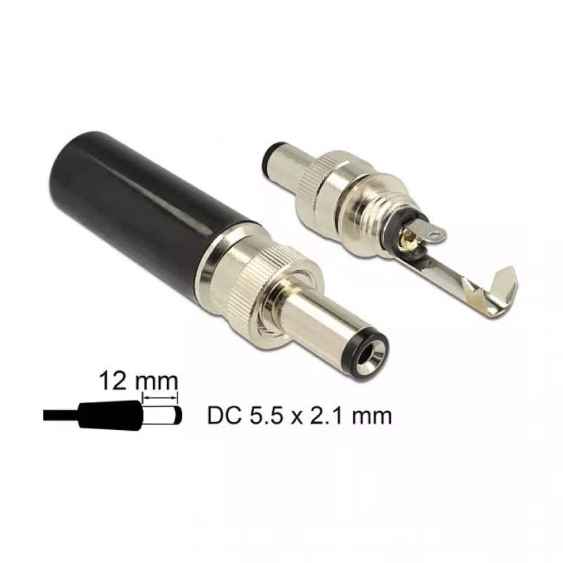 DeLOCK 89915 Kabelverbinder DC Schwarz Nickel 1,06 cm Außendurchmesser