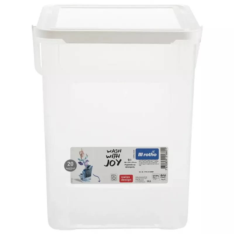 Kunststoff-Waschmittelbehälter Rotho Basic 9 L Modell 1770101100RP, weiß, Deckel, Aufhängeloch