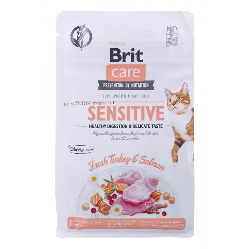 BRIT Care Grain-Free Sensitive Truthahn&Lachs - Trockenfutter für Katzen - 400 g