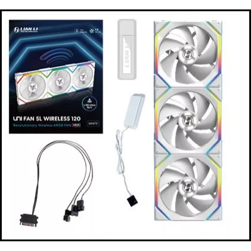 Fan Lian Li UNI FAN SL Wireless 120 12 cm Weiß 3 Stück 28,5 dB 64,05 cfm