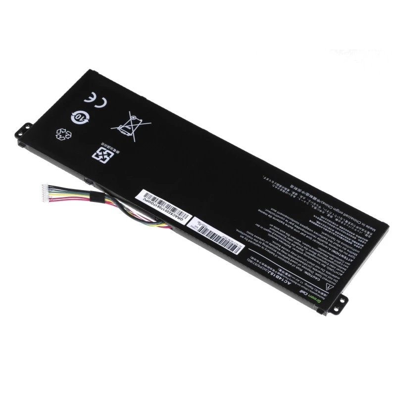 Battery Grün Cell AC52 für Acer Aspire E11 ES1-111M ES1-131 E15 ES1-512 Chromebook CB3-111 CB5-311, 11.4V 2200mAh Li-Ion, 3 Zellen, schwarz