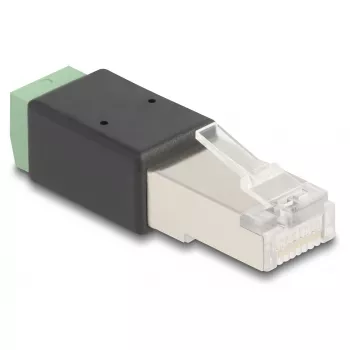 DeLOCK RJ45-Stecker auf Terminalblock-Adapter 2-polig 66604 Schwarz Grün