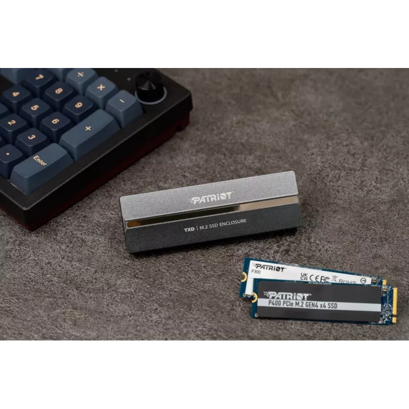 Externes NVMe-M.2-PCIe-SSD-Gehäuse PATRIOT PV810UPNGM – USB-C 3.2 Gen 2, unterstützt 2230/2242/2260/2280, bis zu 8 TB, Aluminium, grau