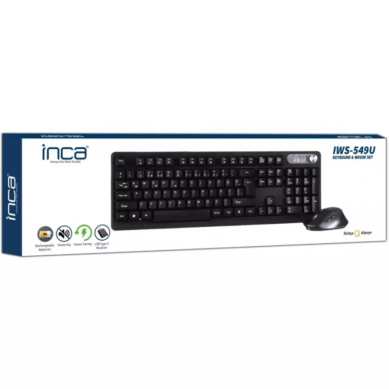 Inca IWS-549U Tastatur Maus enthalten Office RF Wireless USB QWERTY Türkisch Schwarz