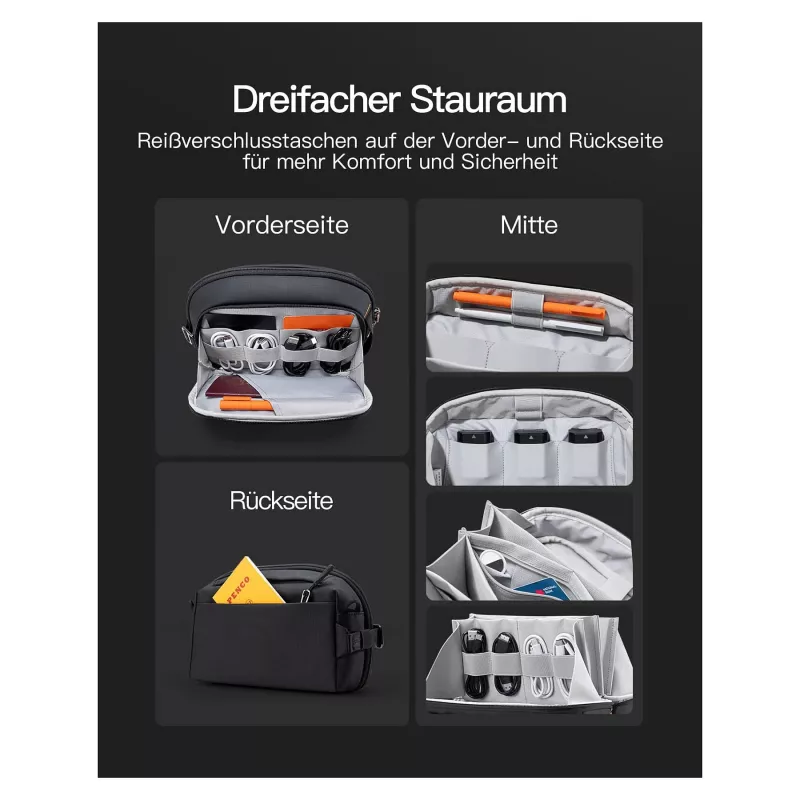Kabeltasche Inateck AB03010 — Organizer-Tasche 27 × 15,8 × 11 cm, schwarz
