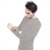 Bluse Glovii GJ1GL Rundhals Langarm Grau Elastan Polyester