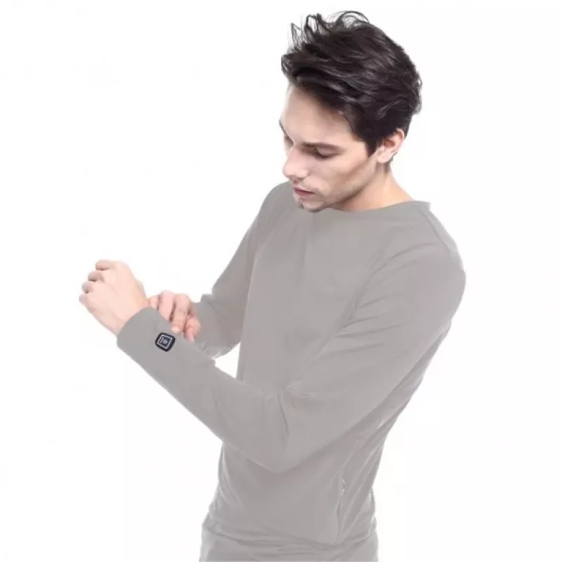 Bluse Glovii GJ1GL Rundhals Langarm Grau Elastan Polyester