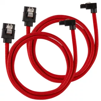 Corsair Premium-Sleeved SATA-Kabel gewinkelt, Rot 60 cm – 2er-Packung