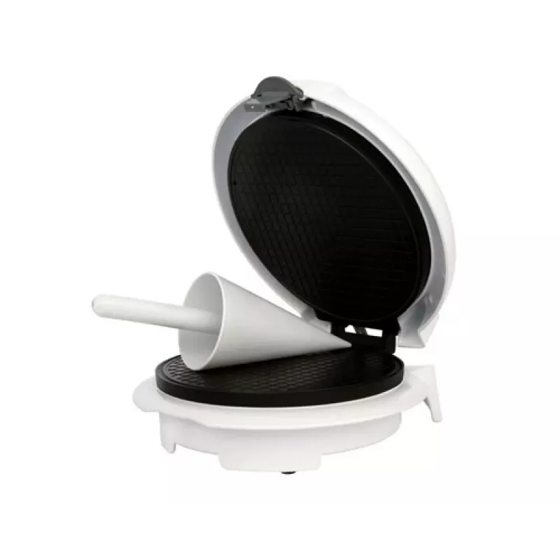 Waffeleisen Adler AD 3038 – einzelne runde Waffel, 1500 W, einstellbarer Thermostat, Antihaft-Platten, grau/weiß