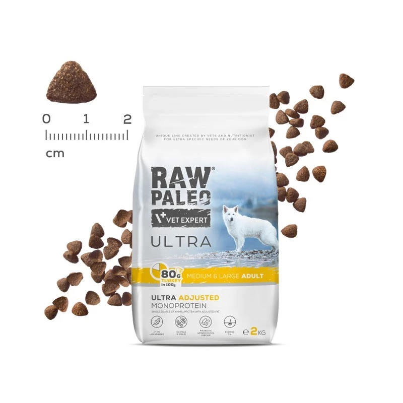 RAW PALEO Ultra Medium&Large Adult Turkey - Trockenfutter für Hunde - 10 kg