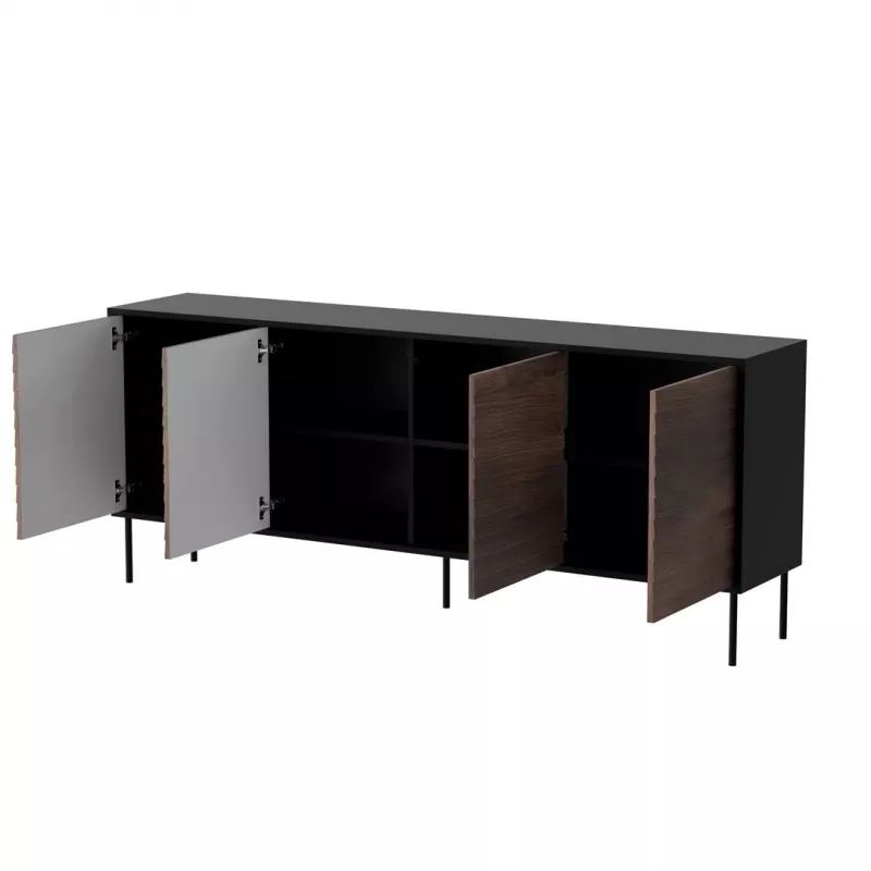 Cama 4D CORTINA Kommode 200x40x81 schwarz/Walnuss