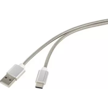 Renkforce USB 2.0 Verbindungskabel [1x USB 2.0 Stecker A - 1x USB-C™ Stecker] 1 m Silber Kabelmantel Edelstahl (RF-4888671)