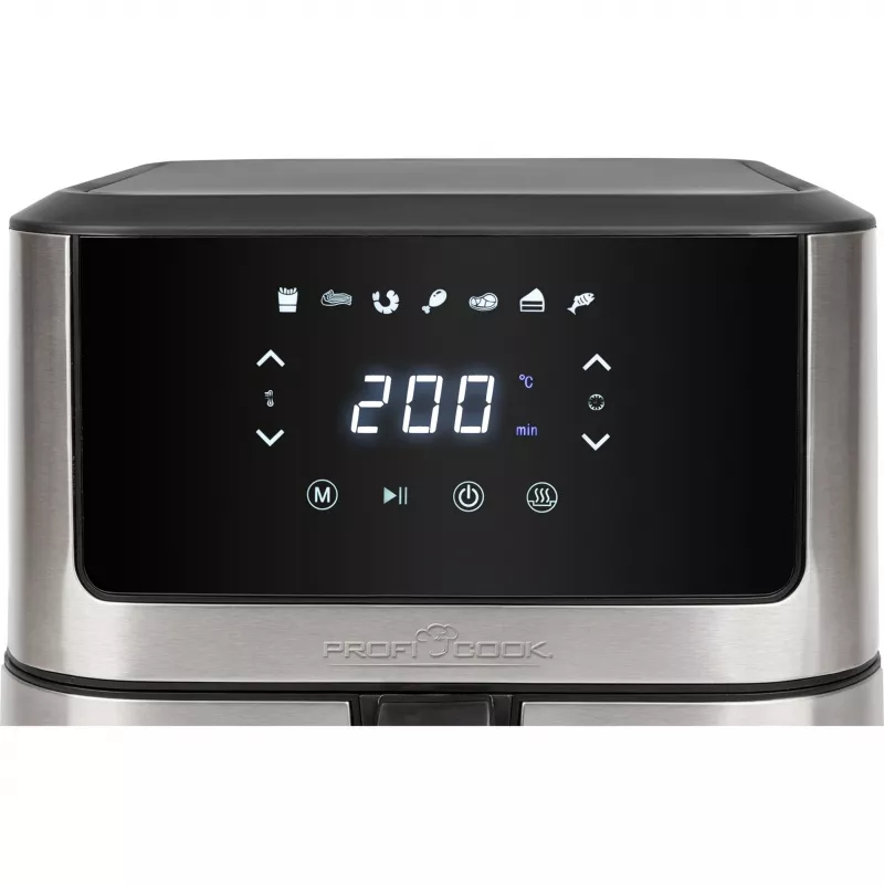 ProfiCook PC-FR 1269 H Fritteuse, Einzel, 8 l, Standgerät, 1800 W, Heißluftfritteuse, Schwarz, Edelstahl