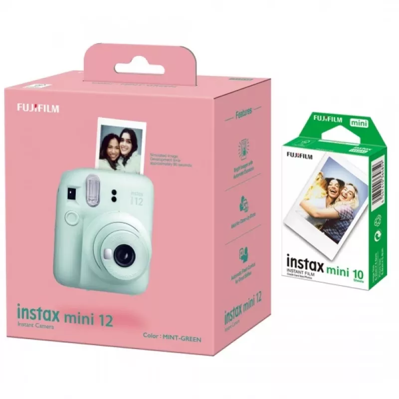 Sofortbildkamera Fujifilm Instax Mini 12 Mintgrün mit 10-Blatt-Sofortbildfilmpack
