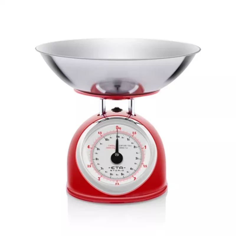 Mechanische Küchenwaage ETA ETA577790030 — 5 kg Kapazität, 25 g Genauigkeit, Edelstahl-Oberfläche, weißes Gehäuse