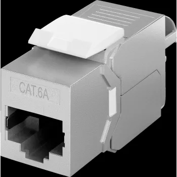 Goobay Keystone RJ45 Modul CAT 6A, STP, schlank-Line - Krokodiltyp, Anschlussleiste für LSA-Montage (werkzeugfrei) (79448)