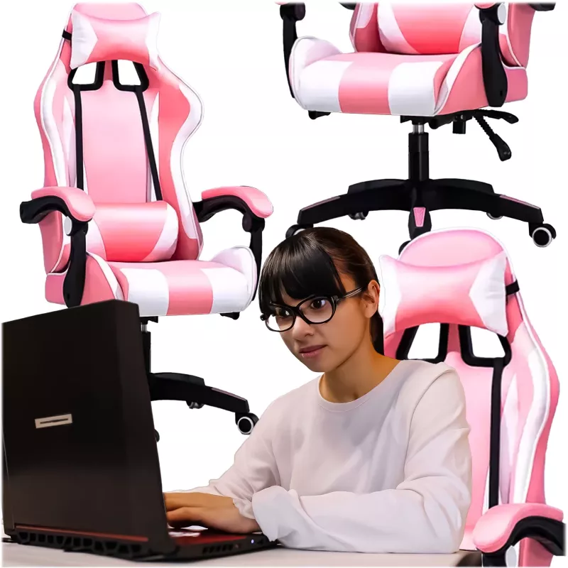 Extralink Gaming | Gaming-Stuhl | Büro, drehbar, Schalensitz, rosa-weiß, G-525