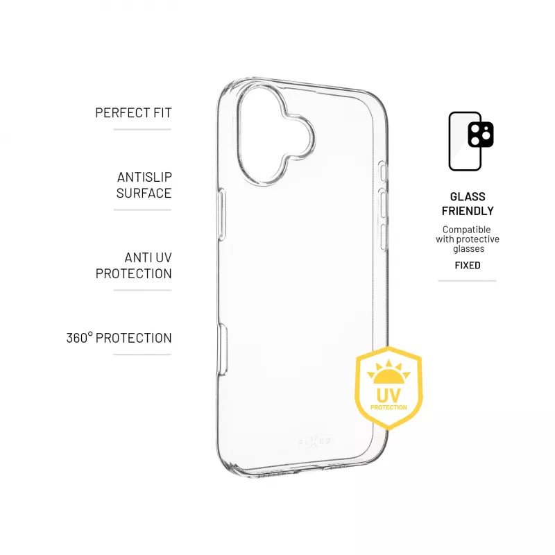 FIXED Story AntiUV Rückseitenschutz | Apple | iPhone 16 Plus | TPU | Transparent