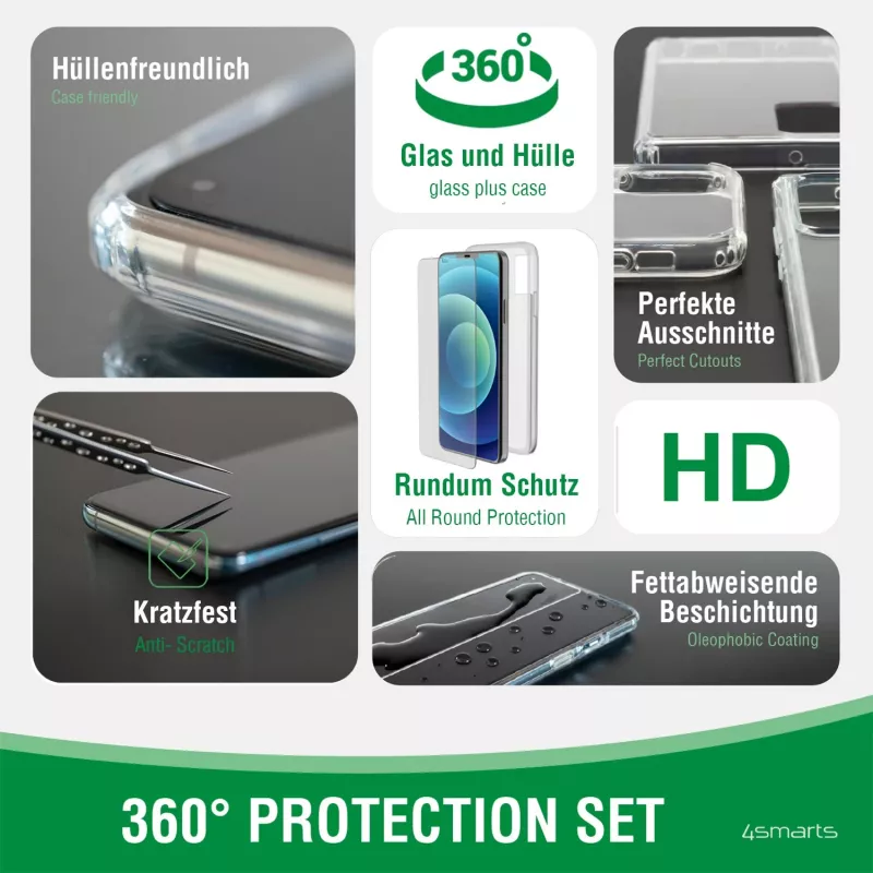 Handyhülle 4smarts 360° Starter Set 11,9 cm Transparent