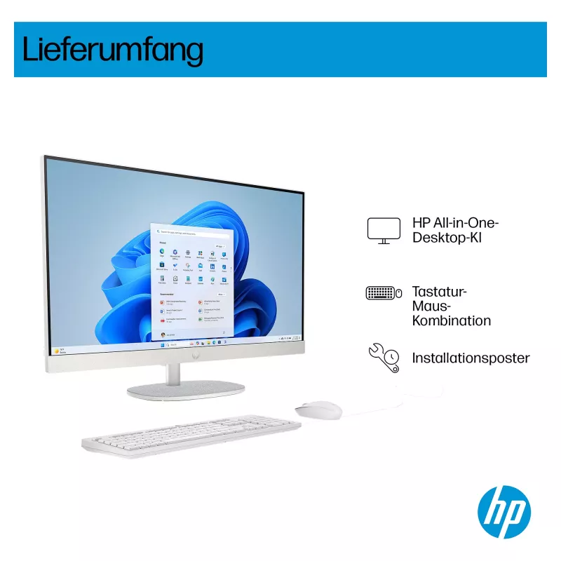 HP AI 27-cr2275ng - All-in-One (Komplettlösung) - Core Ultra 7 255U - RAM 16 GB - SSD 512 GB - NVMe - Intel Graphics - 1GbE, Bluetooth 5.3, Wi-Fi 6 - WLAN: 802.11a/b/g/n/ac/ax