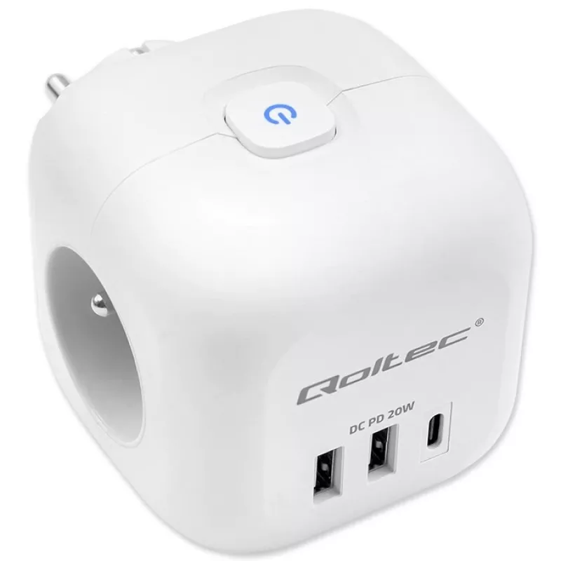 Steckdosenleiste QOLTEC 52548 mit 3× AC-Steckdosen und USB-Anschluss