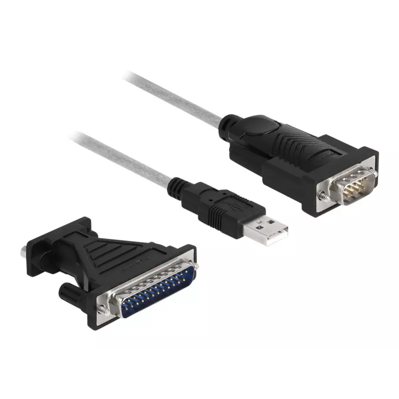 DeLOCK Adapter USB 2.0 Typ-A auf Seriell RS-232 D-Sub 9 + D-Sub 25