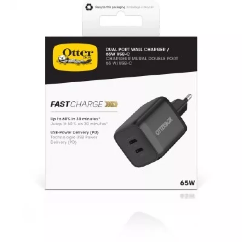 Otterbox Standard EU Wandladegerät 65W - 1X USB-C 45W + 1X USB-C 20W USB-PD