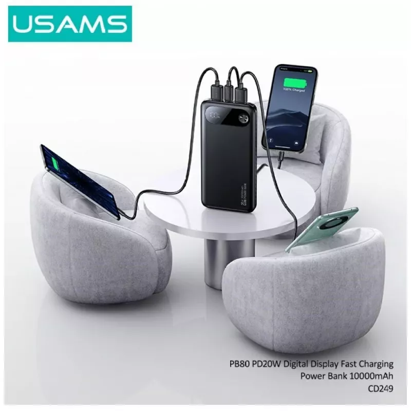 Tragbare Powerbank usams PB80 10000mAh 20W PD weiß