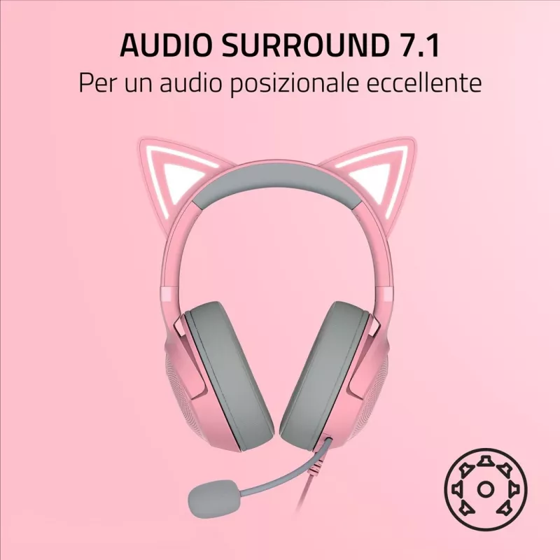 Kabelgebundenes Over-Ear-Headset Razer RZ04-04730200-R3M1 — ohrumschließend, 1,3 m Kabel, 353 g, rosa