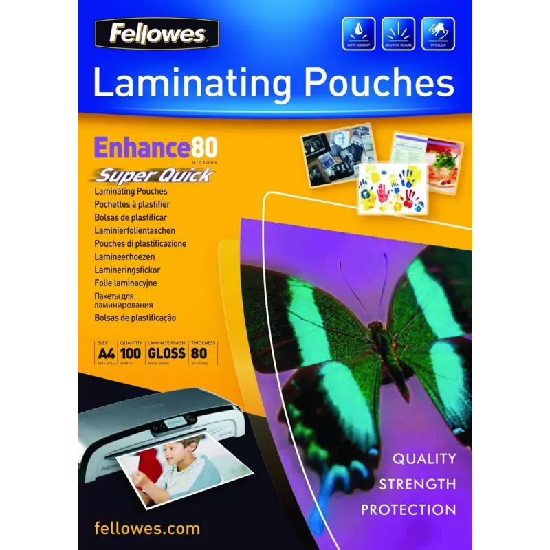 Fellowes SuperQuick A4 Glossy 80 Micron Laminierfolie