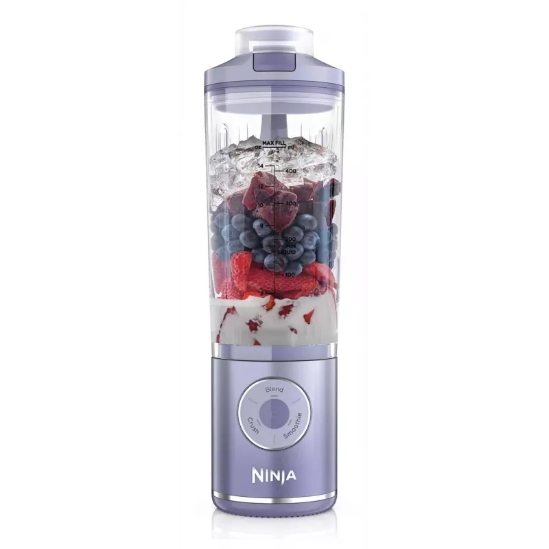 Tragbarer Mixer Ninja BC251EULD — 0,57-L-Behälter, Akku 11,1 V, Edelstahlmesser, lavendelfarben/transparent
