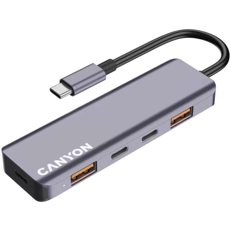 Canyon DS-18 - USB-C Hub - 5 Ports - 1x USB-C 5V DC Laden - 2x USB-C - 10 Gbit/s - 2x USB 3.2