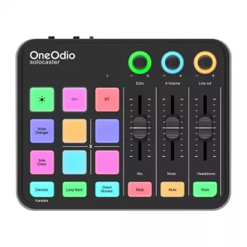 Audio-Mixer und USB-Soundkarte OneOdio Solocaster – kompaktes Desktop-Interface für Streaming und Aufnahme