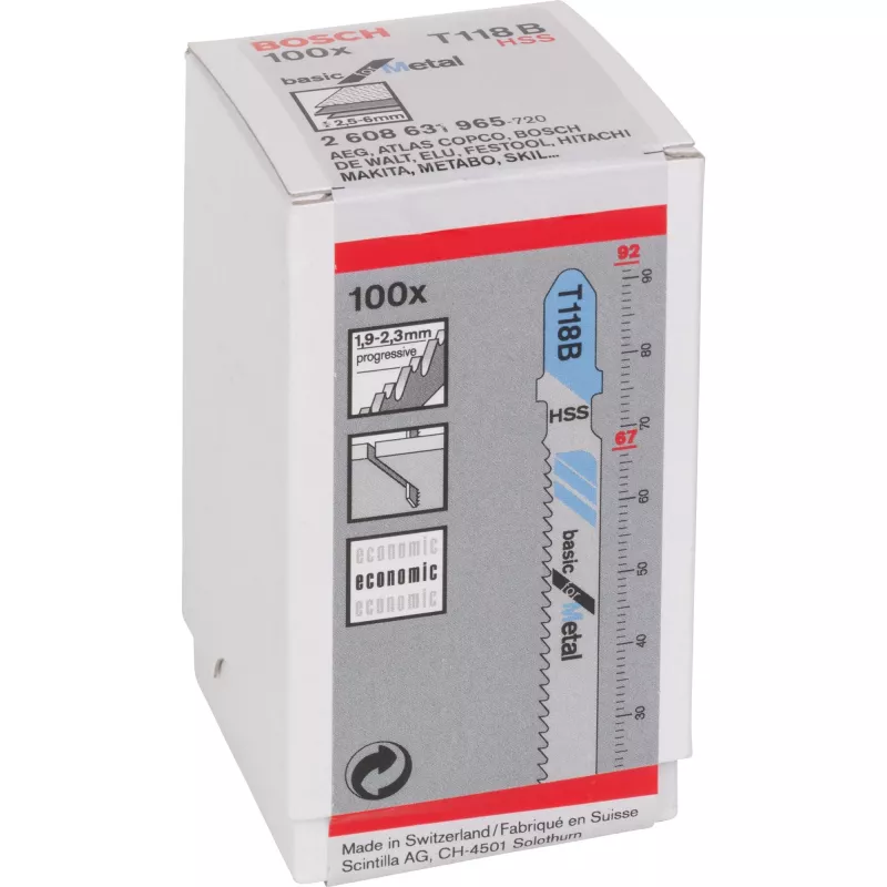 Stichsägeblätter Bosch 2 608 631 965 — Hochgeschwindigkeitsstahl (HSS), 9,2 cm, 100er-Pack