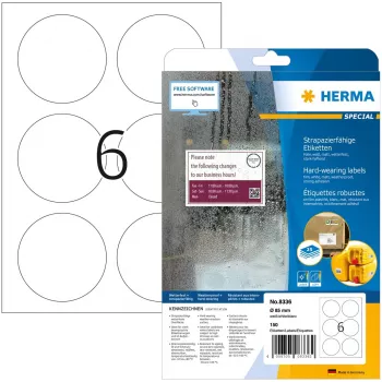 Selbstklebende Druckeretiketten HERMA Signs A4 Ø 85 mm