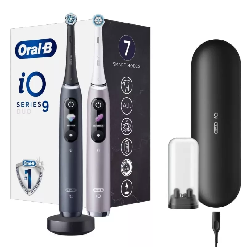 Zahnbürste Oral-B iO Series 9 Duo 2 Stück Schwarz Onyx/Rosenquarz