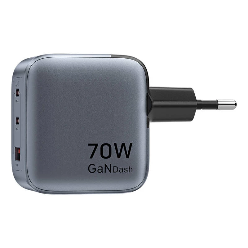 Vention GaN-Ladegerät FEXH0-EU 70W — 2x USB-C + 1x USB-A, PD 70W, 100–240V