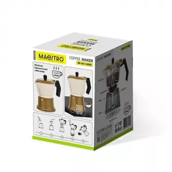 Aluminium-Herd-Mokkakanne Maestro MR-1657-3-BEIGE – 3-Tassen-Espressokocher, beige