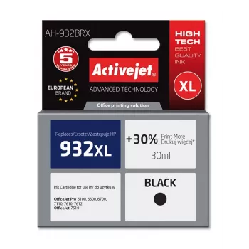 Activejet AH-932BRX Tinte (Ersatz für HP 932XL CN053AE; Premium; 30 ml; schwarz)