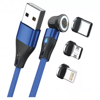 USB-Kabel RealPower MagneticCharge3 1m USB A Blau Schnellladung Datentransfer