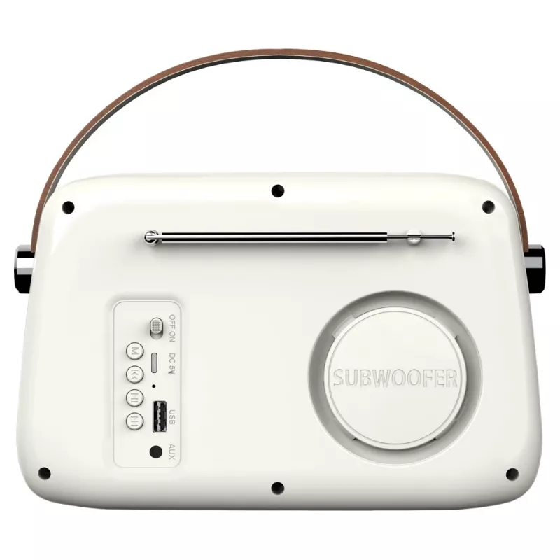 Tragbares Radio SAVIO RS-02 — analoger FM-Tuner, Bluetooth 5.3, USB-Stromversorgung, 3 W, weiß