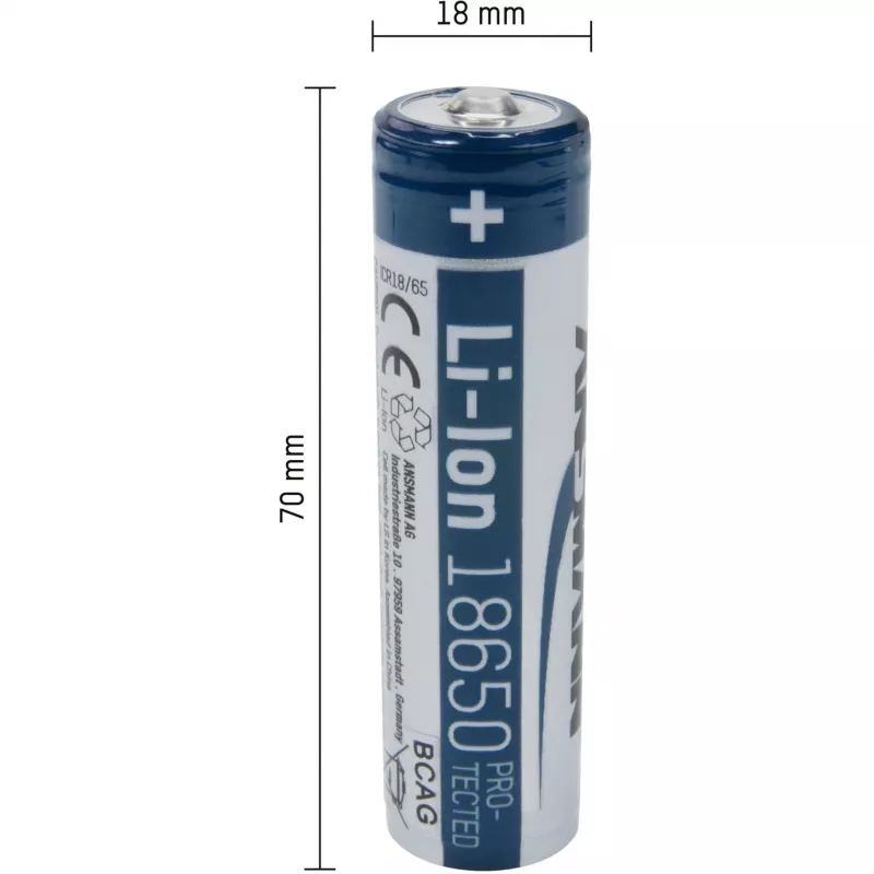 ANSMANN - Akku 18650 - Li-Ion - 2600 mAh - 9,36 Wh - Silber (1307-0000)
