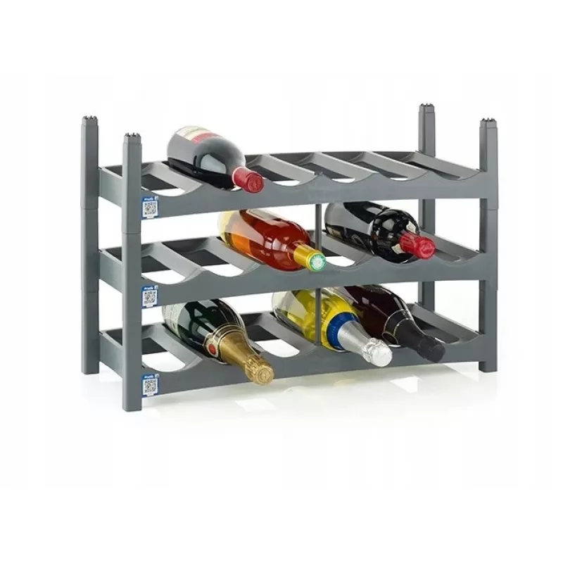Tisch-Weinregal rotho VARIO für 6 Flaschen, faltbar, grau, 600×220×140 mm