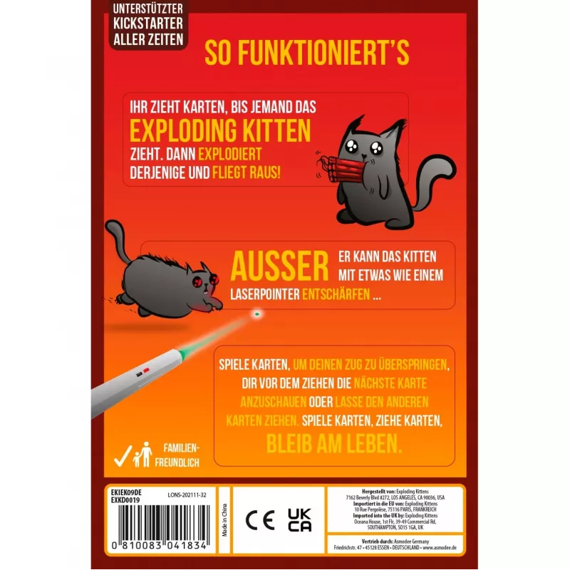 Exploding Kittens - 2-Spieler-Edition, Kartenspiel