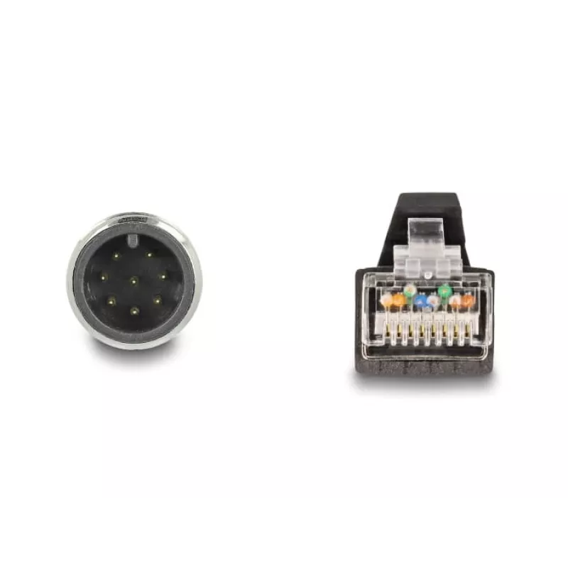 Netzwerkkabel DeLOCK M12 Kabel A-codiert 8-polig Stecker auf RJ45 Stecker PUR (TPU) 1 m