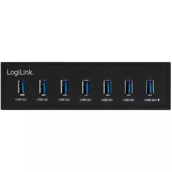 LogiLink USB 3.0 Hub, 7-Port 5,25 Zoll intern, mit Schnellladefunktion - Hub - 6 x SuperSpeed USB 3.0 + 1 x SuperSpeed USB 3.0 (Laden)