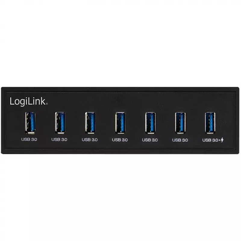 LogiLink USB 3.0 Hub, 7-Port 5,25 Zoll intern, mit Schnellladefunktion - Hub - 6 x SuperSpeed USB 3.0 + 1 x SuperSpeed USB 3.0 (Laden)