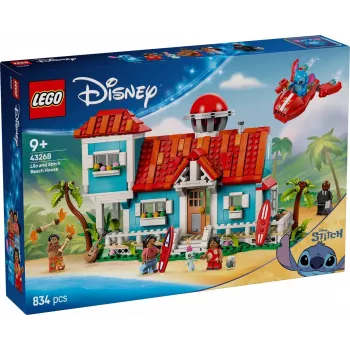 LEGO Disney Set 43268 Strandhaus – modulares Haus zum Bauen, 834 Teile, 5 Minifiguren, Alter 9+