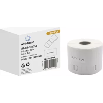 Renkforce Etikettenrolle kompatibel ersetzt DYMO DYMO 11354, S0722540 57 x 32 mm Papier Weiß 1000 Stück permanent haftend Universal-Etiketten RF-6027526 (RF-6027526)