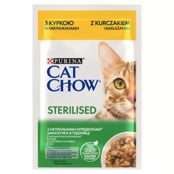 PURINA Cat Chow Sterilised Gig Huhn mit Aubergine - Feuchtnahrung für Katzen 85 g